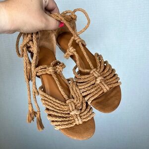 Joie Women's Braided Tan Lace Up Gladiator‎ Sandals Size 35